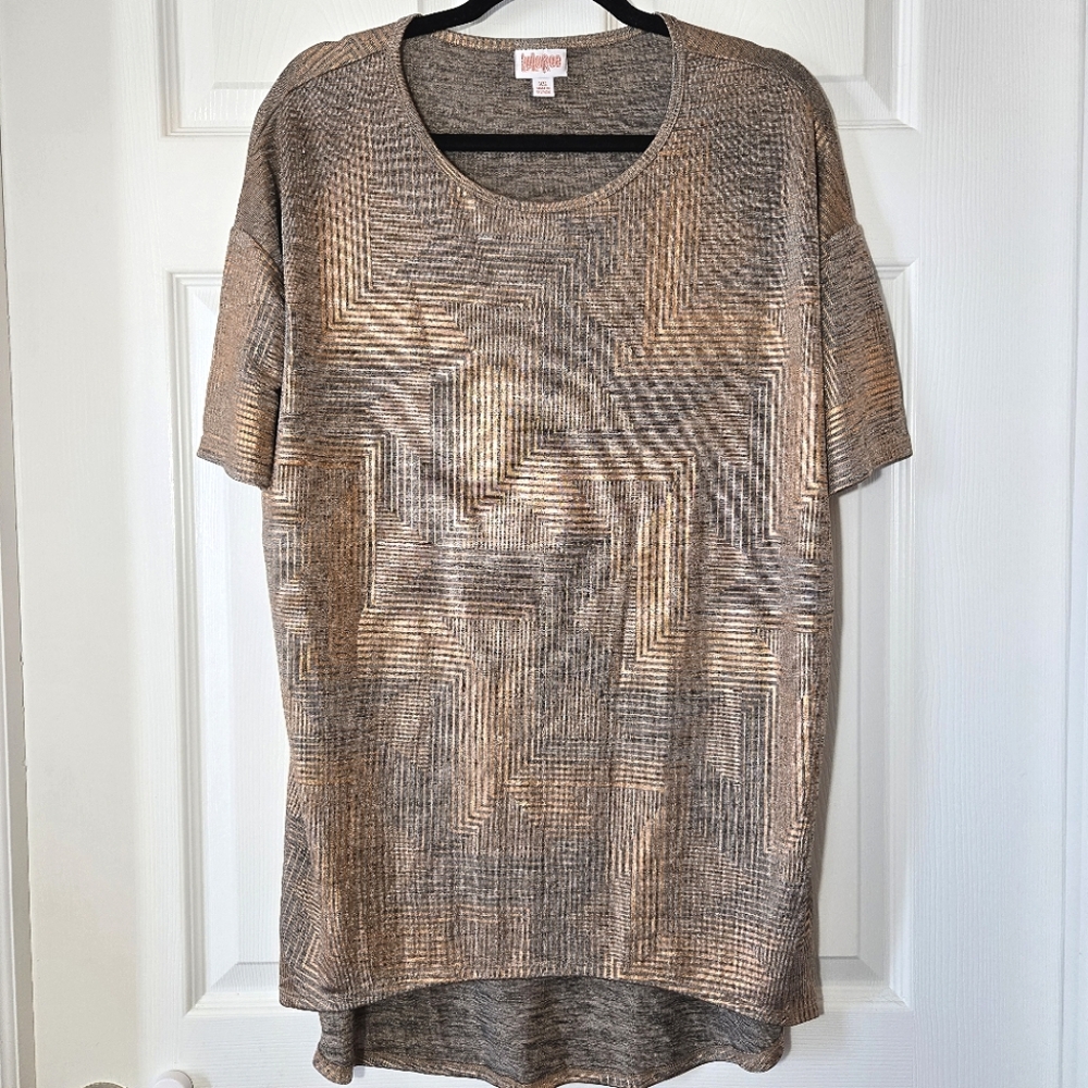 Lula Roe Elegant Rose Gold/Grey Top XS